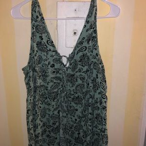 Green paisley tie-back top